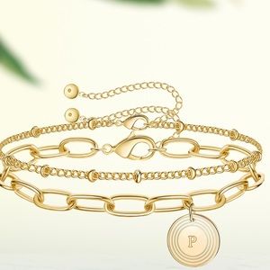 18K Gold Alphabet Bracelet “P”